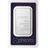 Platinum bar 100 g - philoro