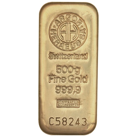 Gold Bar 500g Argor Heraeus