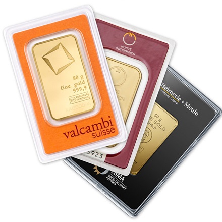Gold bar 50 g - various manufacturers
