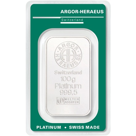 Platinum bar 100 g - Argor Heraeus